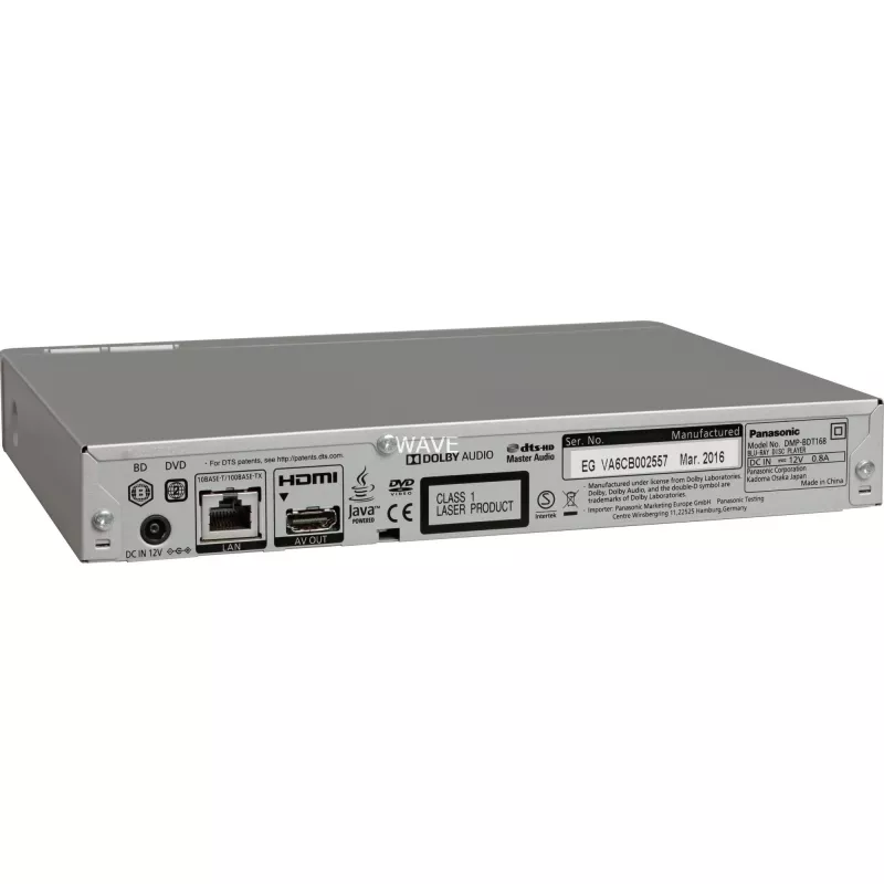 Odtwarzacz Blu-ray Panasonic DMP-BDT168EG DVD-Video, MP3, WMA, JPEG, WAV, XviD, AAC, AVCHD, MKV, CD-DA, FLAC, MPO, BD-MV, ALAC z łączem USB