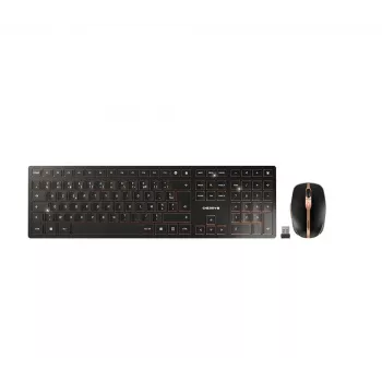CHERRY DW 9100 cienki klawiatura Z myszą Uniwersalna RF Wireless + Bluetooth AZERTY Francuski Czarny