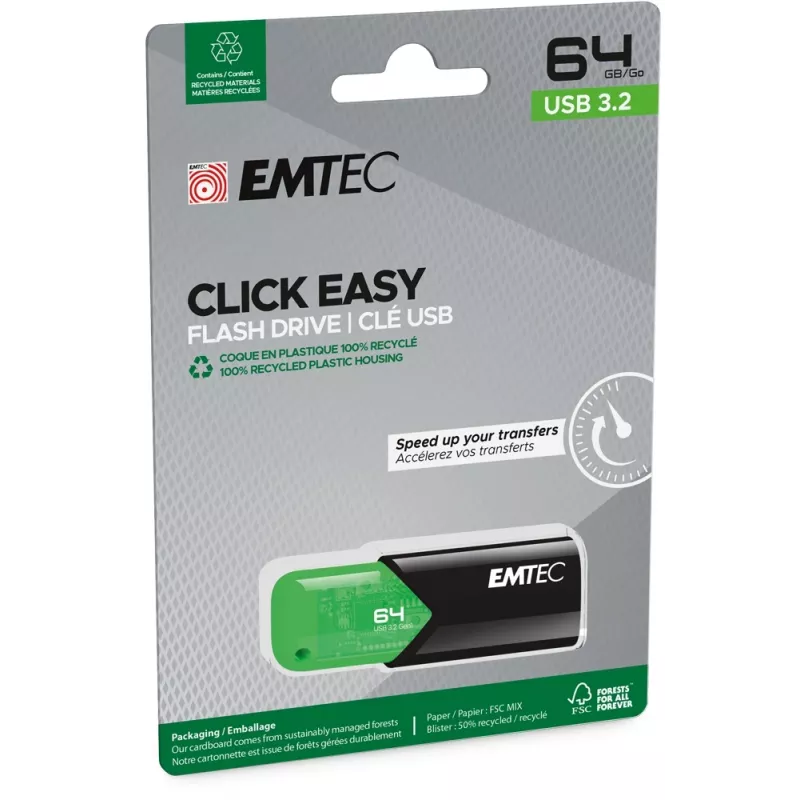 Pamięć USB Flash Emtec 64 GB USB Type-A 3.2 Gen 1 Click Easy