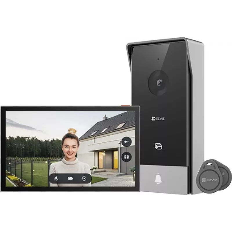 Wideodomofon EZVIZ HP5 7 cali (17,8 cm) zestaw wewnętrzny/zewnętrzny, 1080p, Wi‑Fi 2,4/5 GHz, MicroSD do 512 GB, wodoodporny