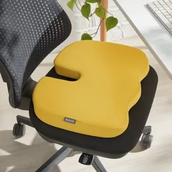 Leitz Ergo Cosy poduszka na krzesło, poduszka na krzesło, uniwersalna, żółta, klinowa, monochromatyczna, zamek błyskawiczny