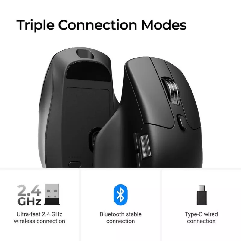 Mysz Keychron M6 Praworęczna Uniwersalna — Optyczna, RF Wireless + Bluetooth + USB-C, 30000 DPI, Czarna