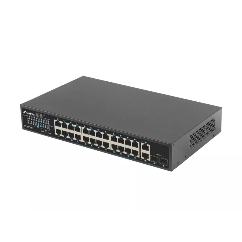 Niezarządzalny przełącznik LANBERG RSGE-24P-2GE-2S-360 z 24 portami Ethernet RJ-45