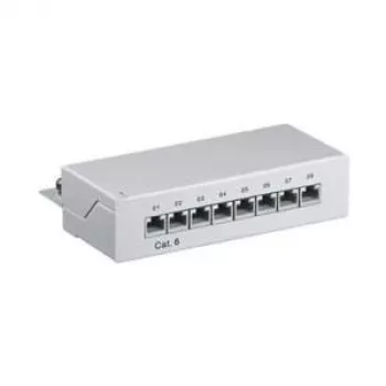 Wentronic Goobay CAT 6 Mini/Desktop Patch Panel, 8 Port, szary - STP Shielded, szary (93047)