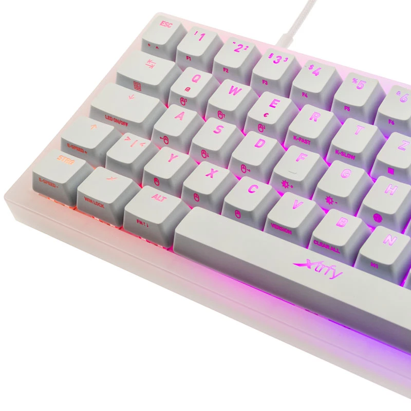 Mechaniczna klawiatura gamingowa TKL XTRFY K5 RGB — tenkeyless, przezroczysta/biała