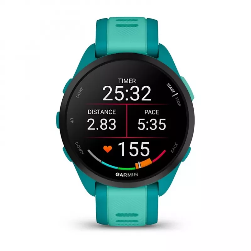 Smartwatch GARMIN Forerunner 165 Music — 43 mm polimerowa obudowa, 1.2 cala AMOLED, 4 GB, GPS/GLONASS/Galileo, 5 ATM