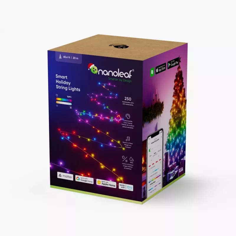 Inteligentne świąteczne lampki sznurkowe NANOLEAF 1D STARTER KIT 250 LED 20 m IP44 (NF084K02-20XLS)