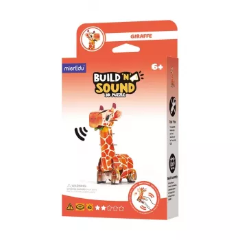 MierEdu Zbuduj i Posłuchaj Puzzle 3D - Żyrafa