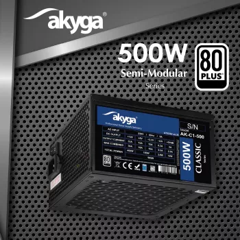 Zasilacz ATX Akyga Classic AK-C1-500 500 W, 80 PLUS, aktywne PFC, wentylator 120 mm