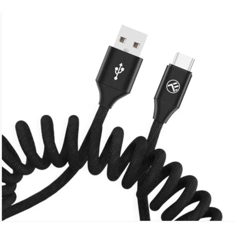Kabel USB do USB-C Tellur Rozciągliwy 3A 1,8 m Czarny