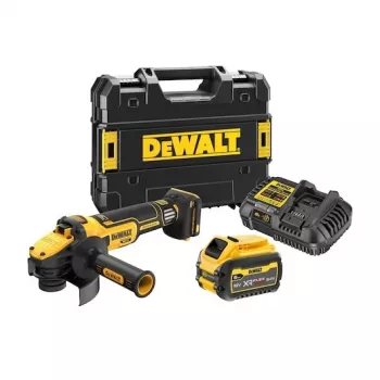 Polerka/szlifierka do podłogi DeWalt DCG409VST1-QW — 18V bezszczotkowa, bateria 6 Ah, 1550 W, tarcza 125 mm, do 9000 obr/min
