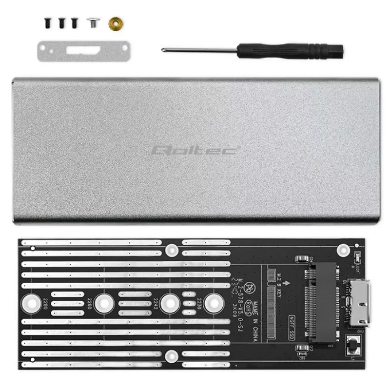 Aluminiowa obudowa QOLTEC 51833 dla dysku M.2 SSD, SATA na USB 3.0, obsługa do 2 TB