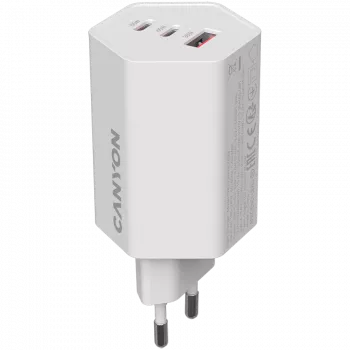 Ładowarka CANYON HEXAGON 65 GaN 65W 2xPD 1xQC EU Biała CND-CHAHEX65W