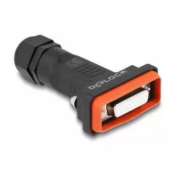 Złącze żeńskie DeLOCK D-Sub HD 26 pin IP67 wodoszczelne czarno-pomarańczowe