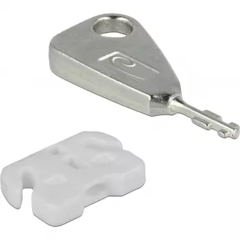 Zestaw blokad portów USB do gniazda USB-A, wtykana blokada biało-srebrna, 5x blokada USB, 2x klucz
