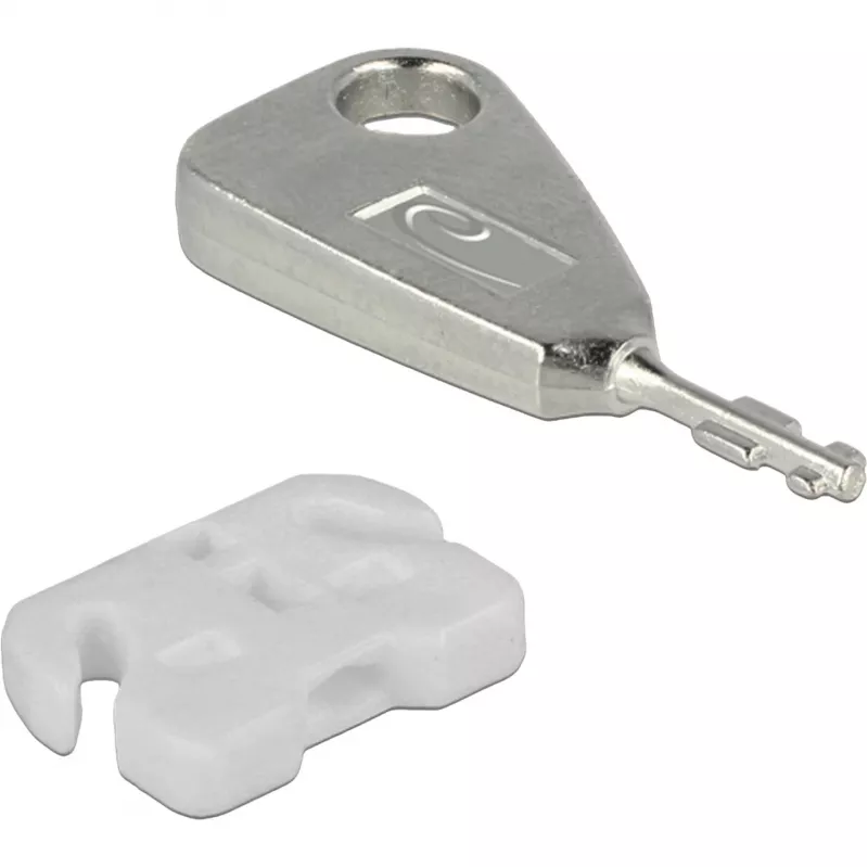 Zestaw blokad portów USB do gniazda USB-A, wtykana blokada biało-srebrna, 5x blokada USB, 2x klucz