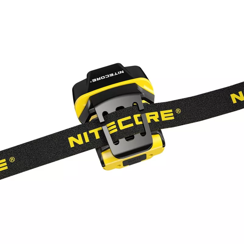 Latarka czołowa z opaską Nitecore NU11 — 150 lm, IPX5, ładowanie USB, 41 g, żółto-czarna