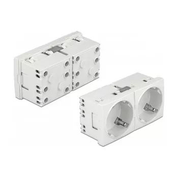 Gniazdko elektryczne CEE 7/3 DELOCK Easy 45 — 250 V, 16 A, 4000 W, białe, ABS/PC, 90×45×40 mm