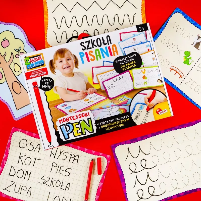 Zestaw edukacyjny Montessori Pióro Pisanie szkoła z 18 tabletami