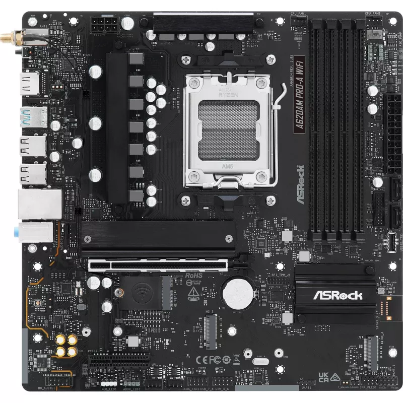 Płyta główna ASRock A620AM Pro-A WiFi AM5 mATX — AMD A620, Socket AM5, DDR5 do 256 GB, Wi‑Fi 6E, LAN 2,5 Gb/s, HDMI 2.1