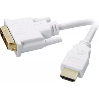 SpeaKa Professional Kabel adapter DVI / HDMI DVI-D 18+1pin wtyk, HDMI-A wtyk 2.00 m Biały SP-7870336 Pozłacane styki wtyków Kabel DVI (SP-7870336)