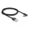 Kabel USB 2.0, wtyk USB-A > wtyk USB-C (czarny, 1 metr, w oplocie, kąt 90°)