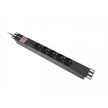 Lanberg PDU-05E-0200-IEC-BK jednostka dystrybucji zasilania (PDU) 5 gniazd AC 1U Czarny