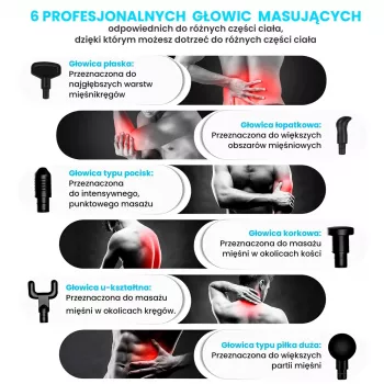 Pistolet do masażu Extralink MSG-02-LITE 3200 RPM 6 końcówek