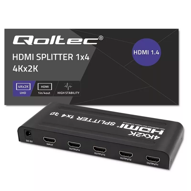 Qoltec 51798 Aktywny rozdzielacz HDMI 4 x HDMI 4K x 2K | 3.4Gb/s