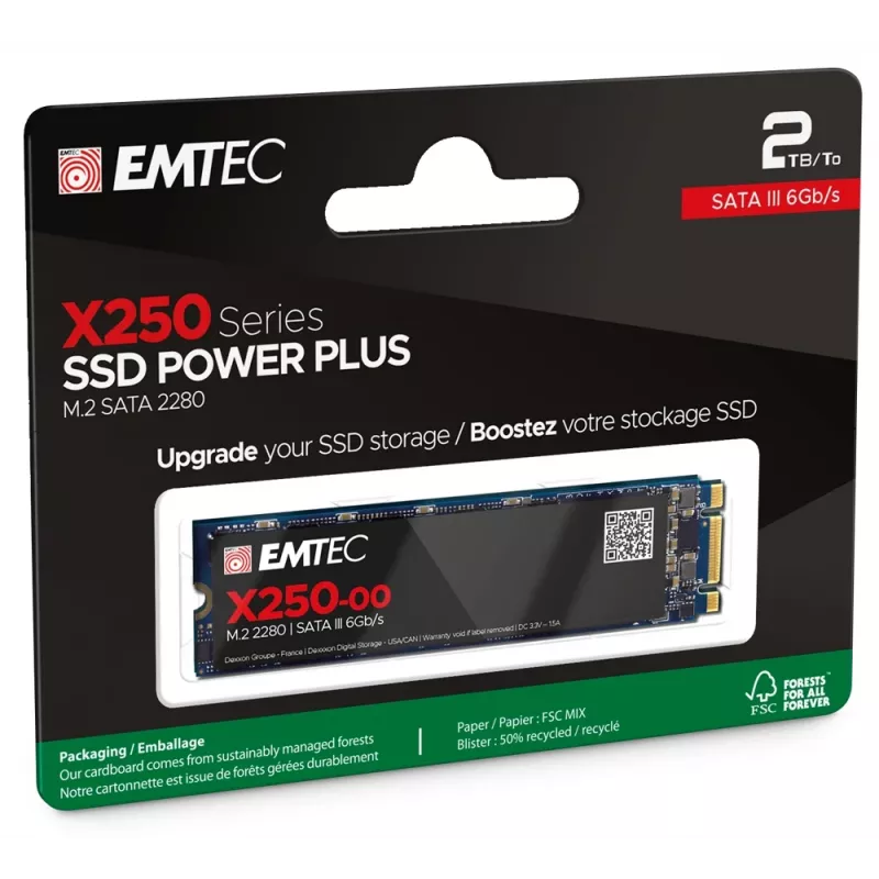Dysk SSD Emtec X250 2 TB M.2 Serial ATA III 3D NAND