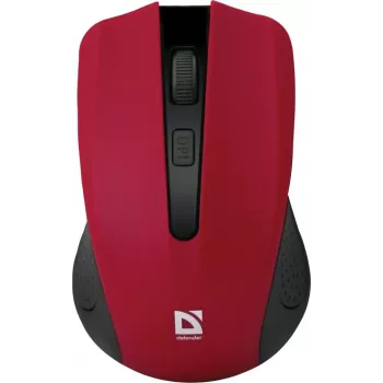 Bezprzewodowa mysz optyczna DEFENDER MM-935 RF — symetryczna, 1600 DPI, czerwona, odbiornik RF USB, baterie AAA