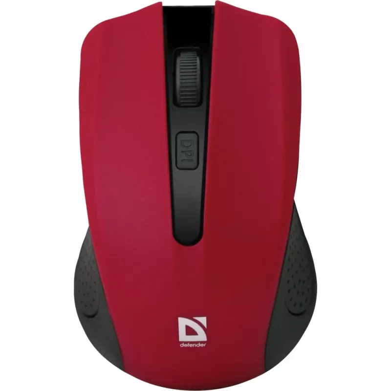 Bezprzewodowa mysz optyczna DEFENDER MM-935 RF — symetryczna, 1600 DPI, czerwona, odbiornik RF USB, baterie AAA