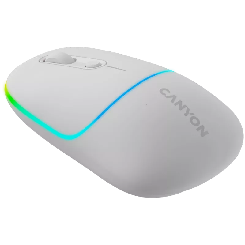 Canyon MW-22 CNS-CMSW22SW Mysz – 2 w 1 Bluetooth/2,4 GHz – optyczna – 800/1200/1600 DPI – 4 przyciski – podświetlenie RGB – ładowalna – Śnieżnobiała