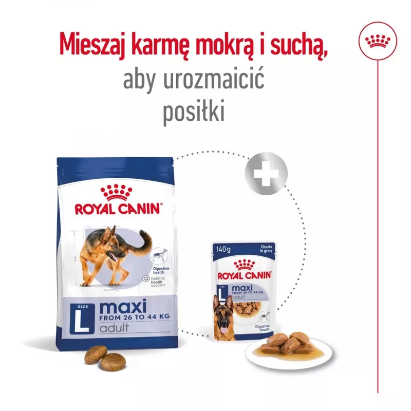 Sucha karma dla psa Royal Canin Maxi Adult 15 kg — Kurczak, 26% Białka, 17% Tłuszczu, Wsparcie Trawienia