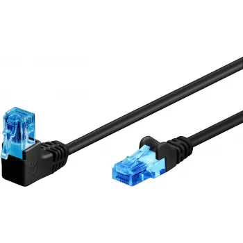 Goobay CAT 6A kabel krosowy 1x 90° angled, U/UTP, Czarny, 0,5 m - zatrzask na górze, CCA miedź Mix (51528)
