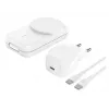 Ładowarka wewnętrzna Belkin UltraCharge 25 W Qi2 3w1 magnetyczna EU biała kwadratowa