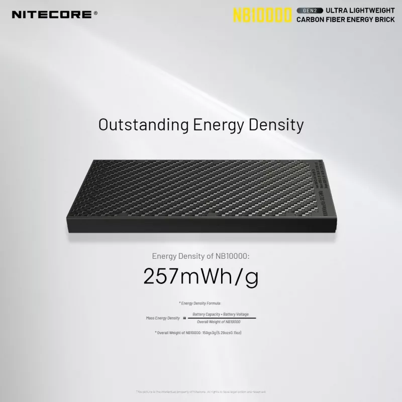 Przenośny Power Bank Nitecore NB10000 — 10000 mAh, USB-A + USB-C, łączna moc wyjściowa 38 W, szary