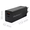 Qoltec 52382 GaN POWER PRO ładowarka | 1xUSB typu C | 1xUSB A | 100W | 5-20V | 1.5-5A | PD | Czarny