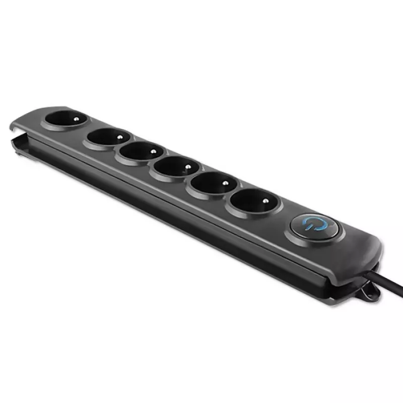 Listwa przeciwprzepięciowa Qoltec 50112 Czarna 6 gniazd AC 230V 3m