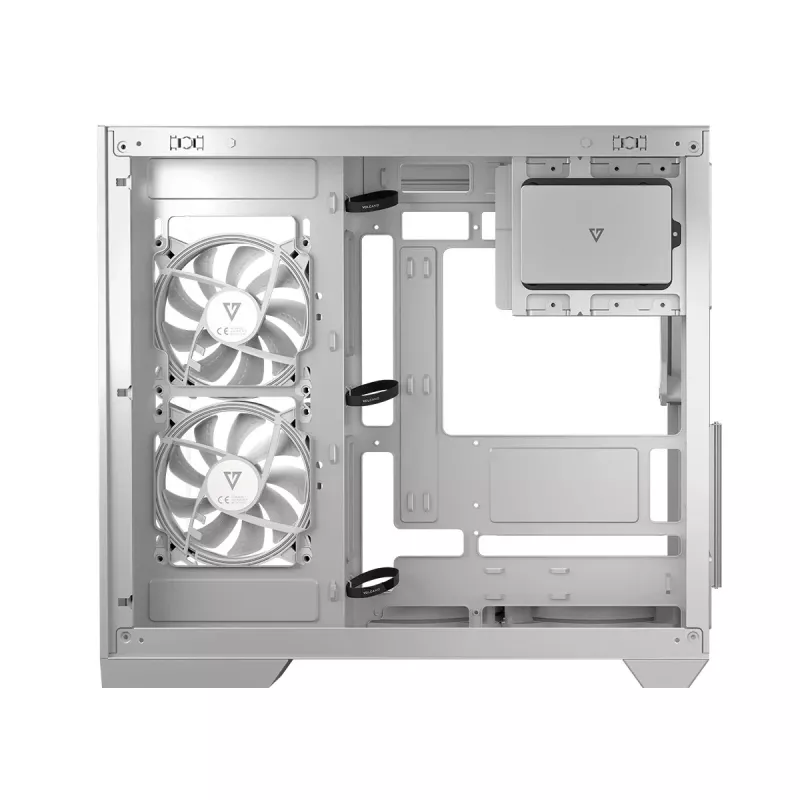 PC case MODECOM Volcano Panorama Midi Tower biały — micro ATX, szkło hartowane, ARGB, USB-C, obsługa GPU 400 mm