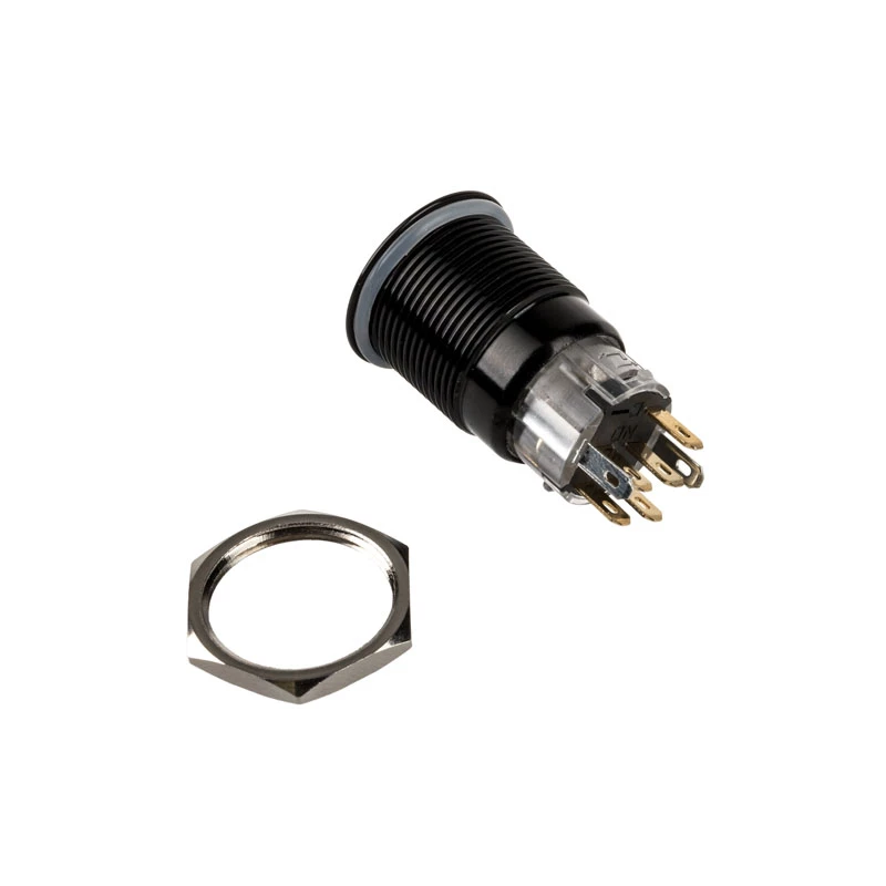 Przełącznik/Przycisk Wandaloodporny DimasTech 19mm Czarnyline Dot RGB PD218