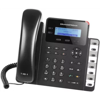 Telefon DECT Grandstream GXP1628 — DECT telefon biurkowy/ścienny, LCD 132x48 px, głośnik, 500 kontaktów, zestaw słuchawkowy RJ‑9