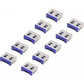 Renkforce USB Port Schloss RF-4695230 opakowanie 10 sztuk zestaw srebrno-niebieski RF-4695230 (RF-4695230)
