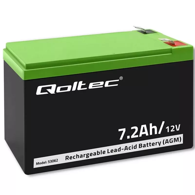 Qoltec 53062 Bateria AGM | 12V | 7,2 Ah | max 108A