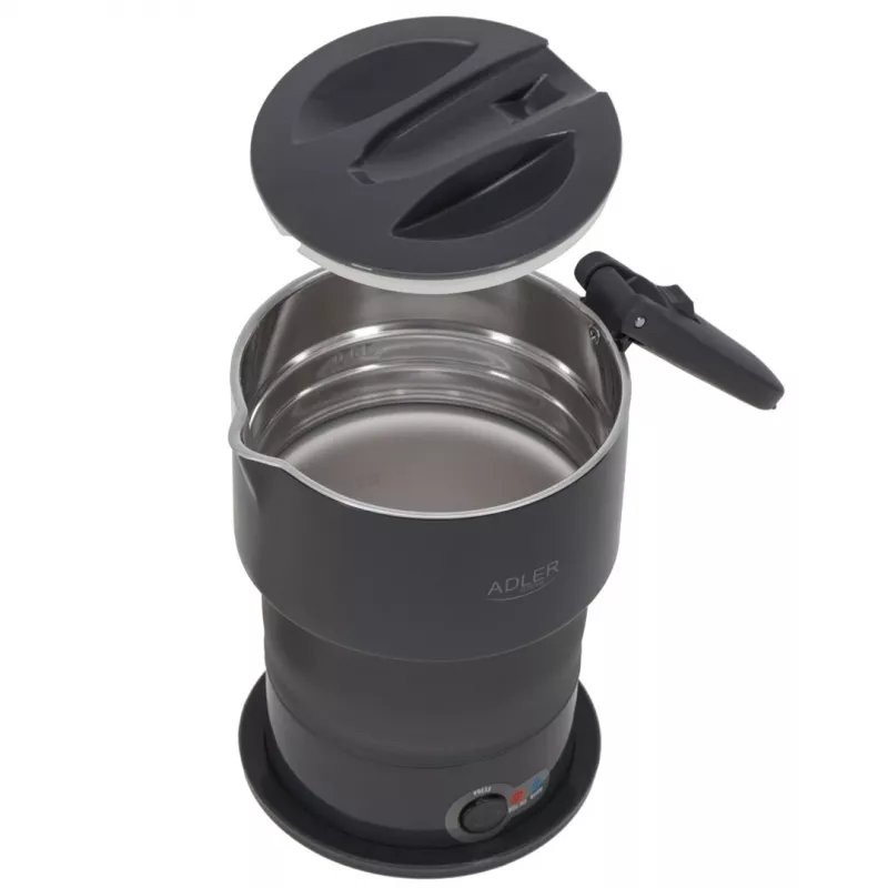 Czajnik elektryczny Adler AD 1377G, pojemność 0,6 L, 600 W, szary, tworzywo/silikon/stal nierdzewna
