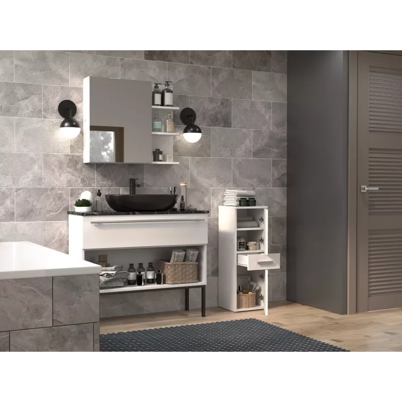 Szafka łazienkowa stojąca Top e Shop NEL V DDS BIEL — 300×300×850 mm, 3 półki, biała