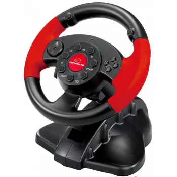 Kierownica do gier ESPERANZA EG103 — PC/PS2/PS3, 13 przycisków, wibracje, akcelerometr, czarno-czerwona