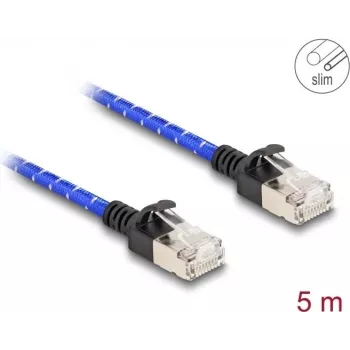 Kabel sieciowy DeLOCK RJ45 cienki 5m Cat6A U/FTP niebieski