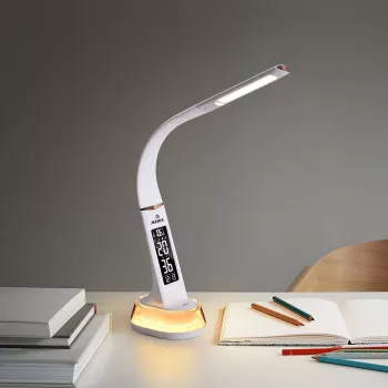Lampa biurkowa Hawk HW-LAMP05 biała LED z regulacją — kompaktowa lampka zadaniowa LED z regulowanym ramieniem