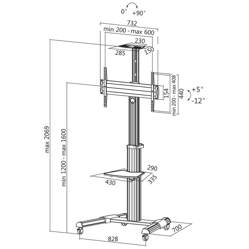LogiLink BP0025 Wózek/stojak multimedialny biały do płaskich paneli